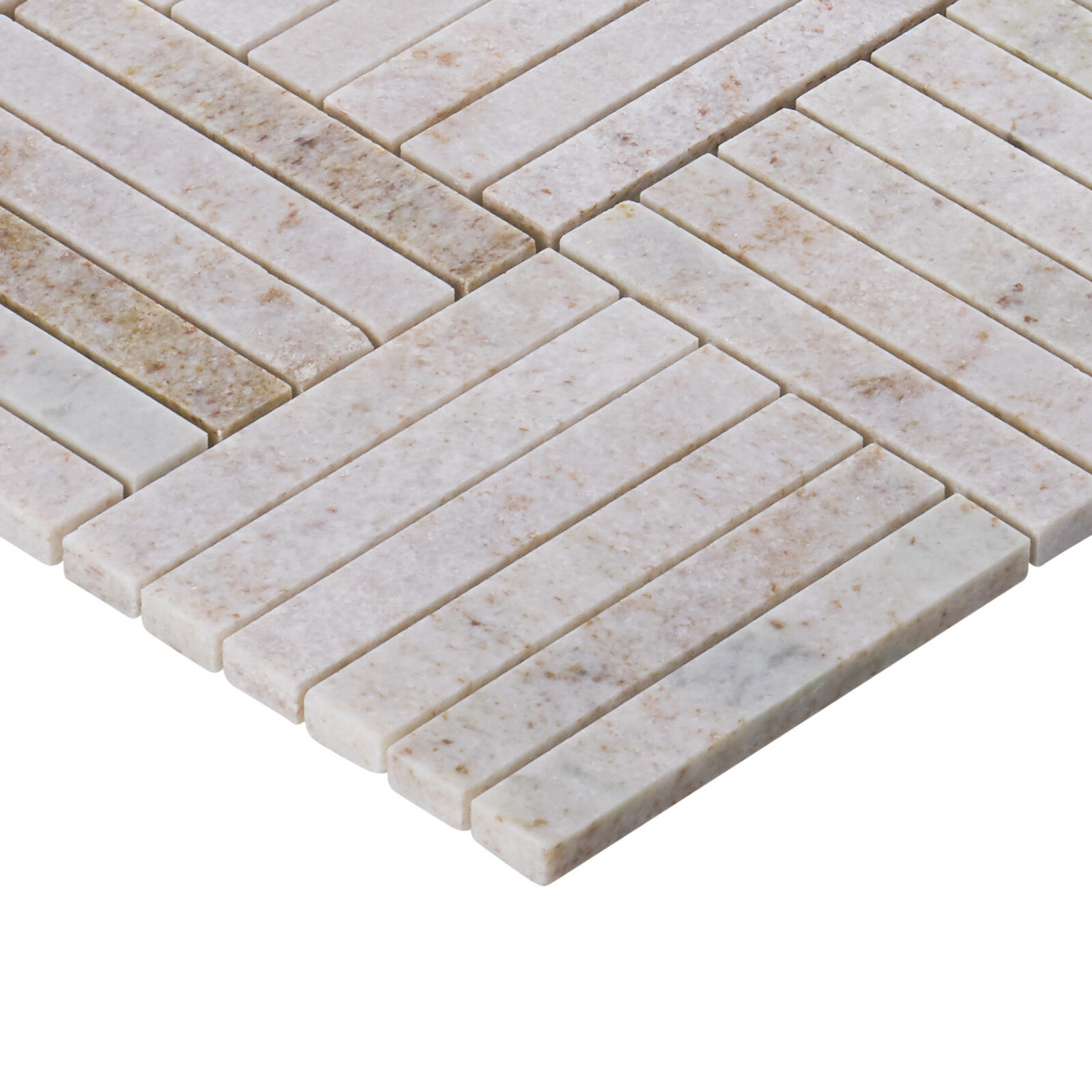 Beige Cream Quartzite Marble Stone Parquet Mosaic Tile Kitchen Wall Backsplash