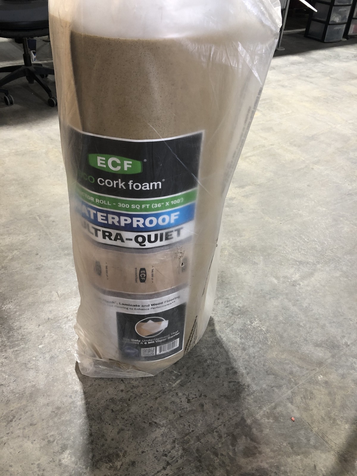 ECF Eco Cork Foam Underlayment 300Sq Waterproof Ultra-Quiet 6 Mil Vapor Barrier