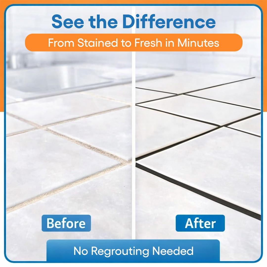 Grout Pen – Dark Grey – Tile Grout Paint & Repair Pen for Bathroom & Kitchen, Wa