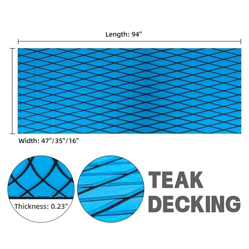 Boat Flooring – EVA Foam Boat Decking – 94″ x 15.7″ Blue With Black Lines
