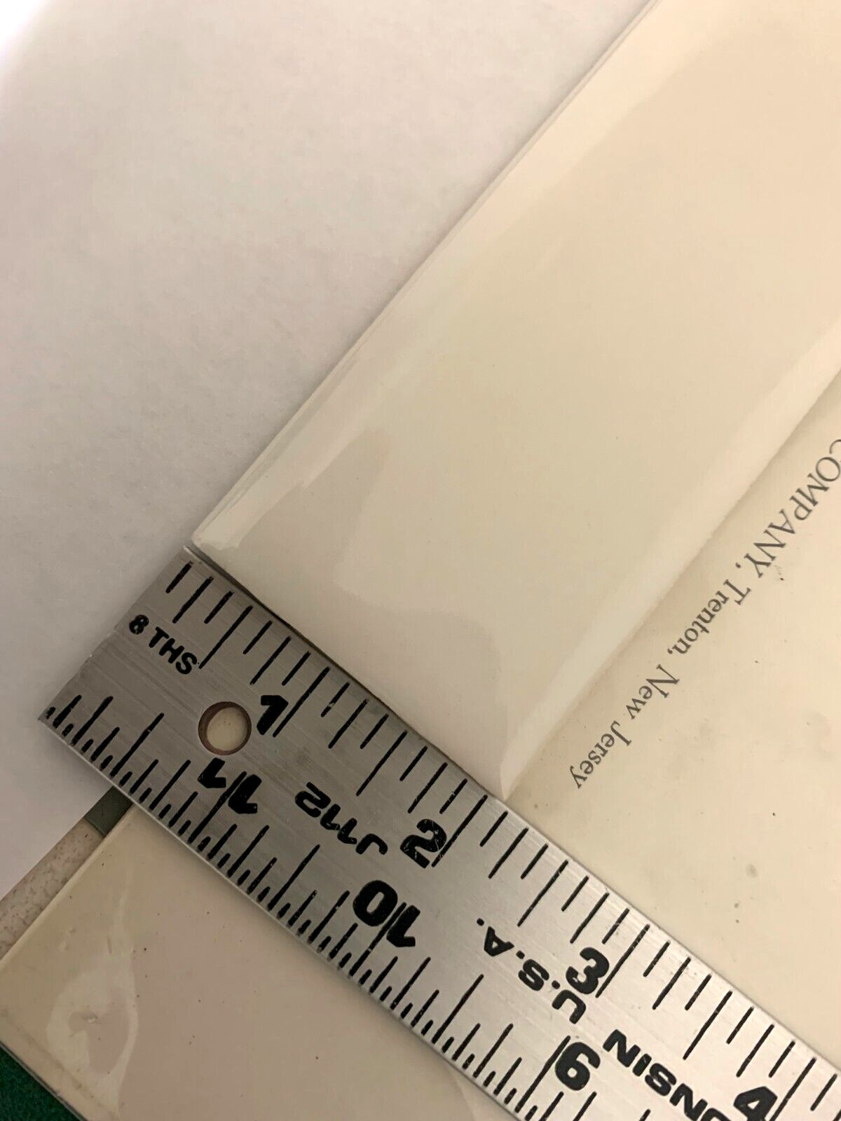 Vintage Wenczel Ceramic 2″ x 6″ Flat Surface Bullnose *White* Gloss