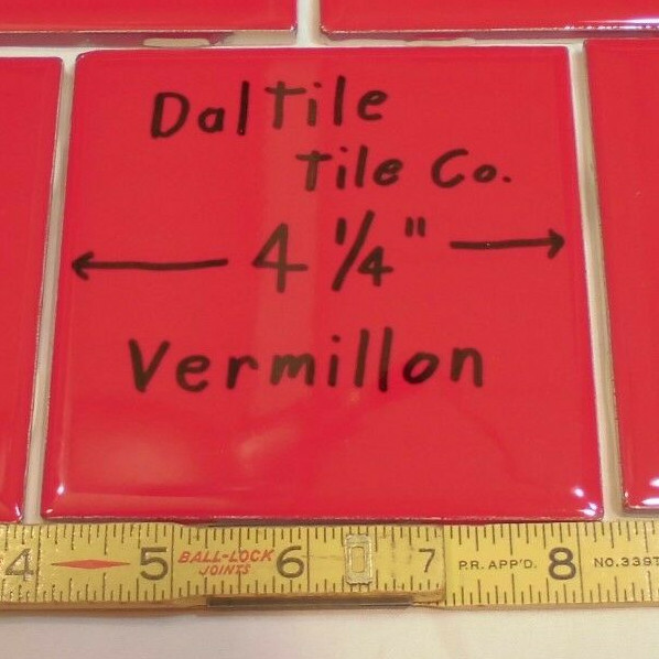 1 pc. Glossy Ceramic Tile *Vermillon*by Daltile…4-1/4″ Brilliant Red Color