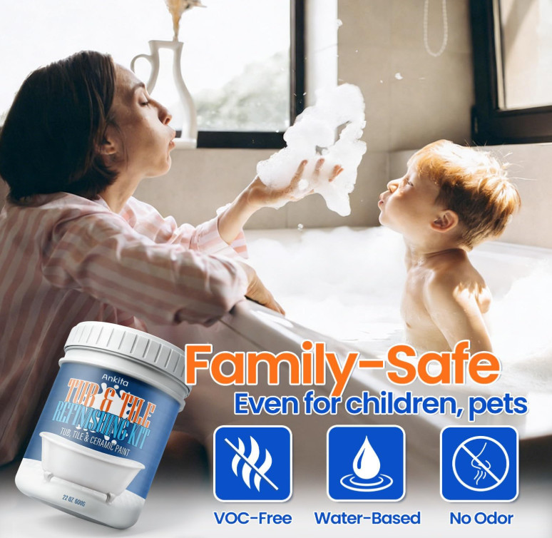 Specialty Tub and Tile Paint, Water-Based Tub and Tile Refinishing Kit with Tool