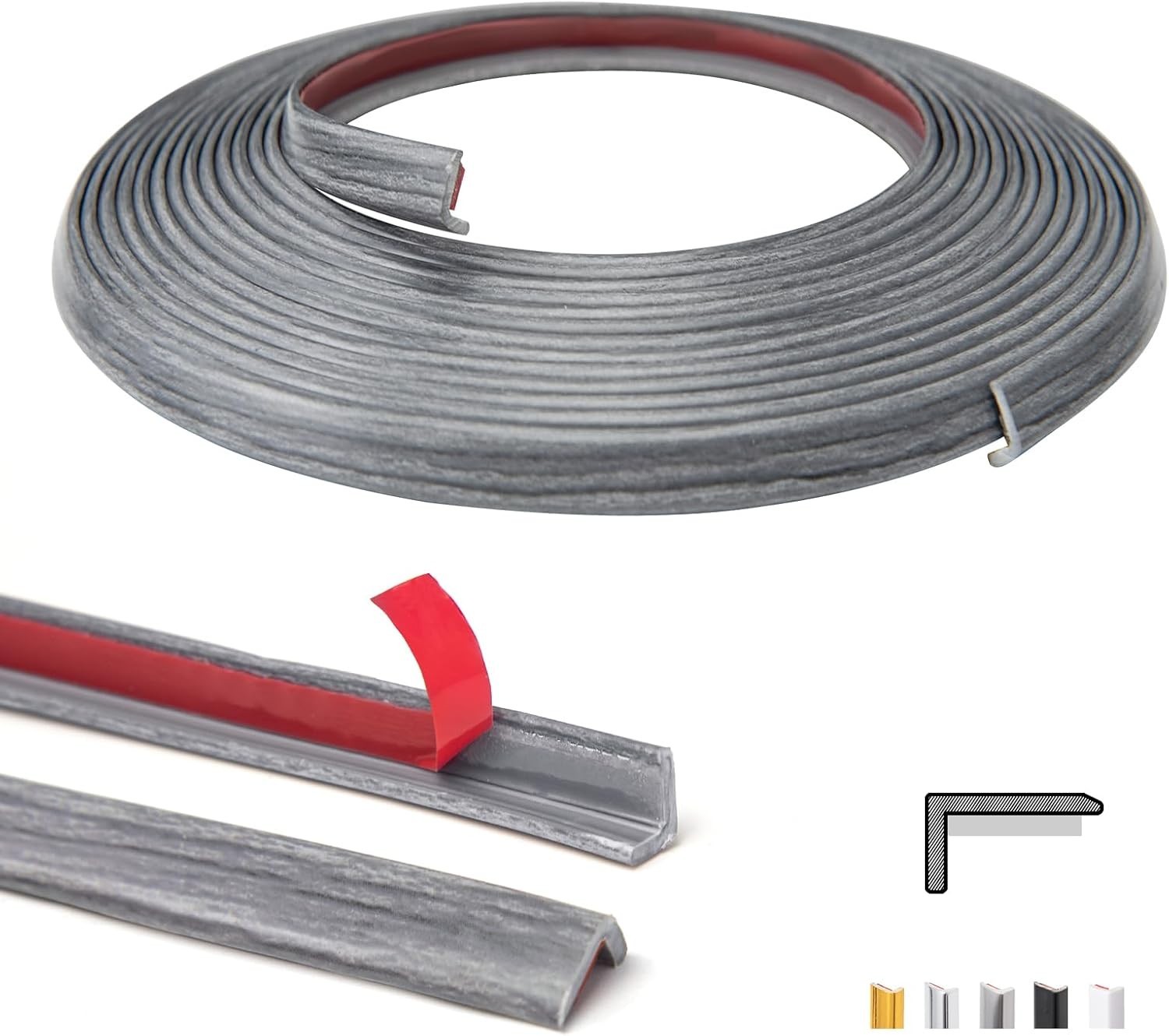 20Ft Peel and Stick Vinyl Corner Trim for Tile & Wall Edges – Grey Oak