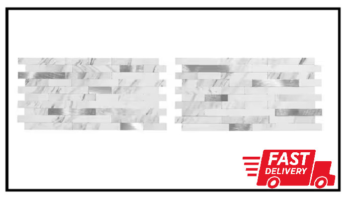Peel and Stick Backsplash Collage Metal Composite 11.75 in Marble Shine (2-Pack)