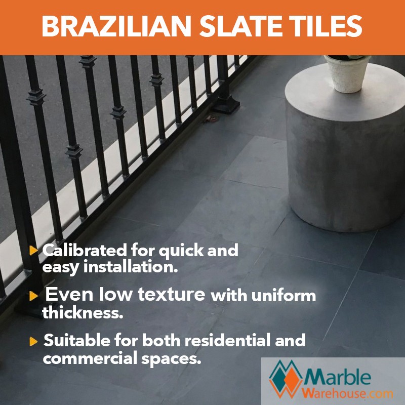 Brazilian Gray (Montauk Gray) Cleft Slate Tile + Free Shipping