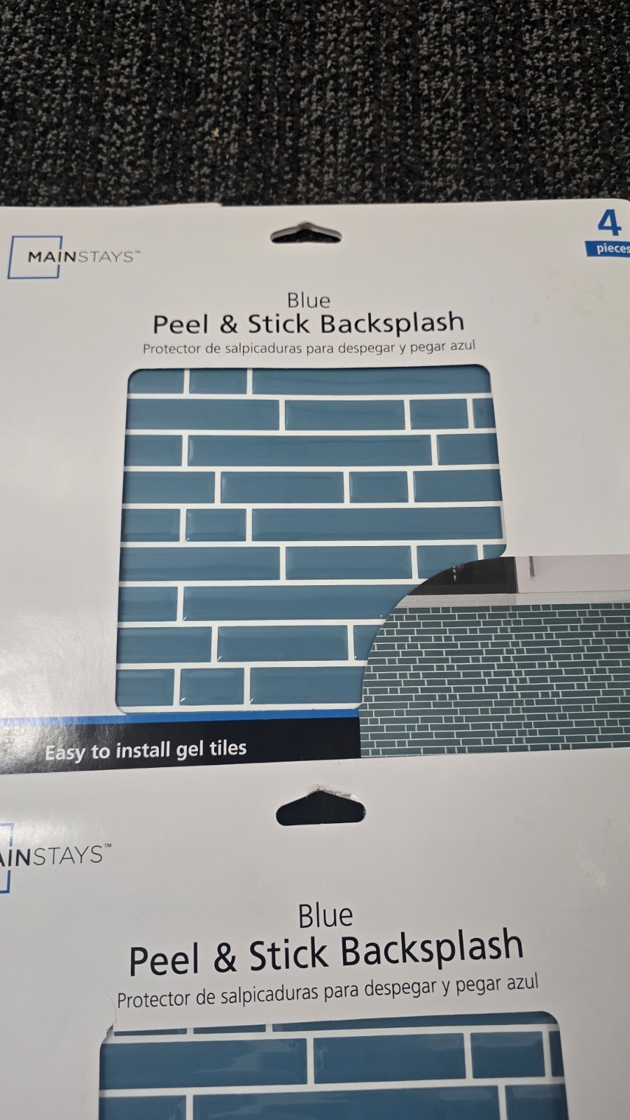 Mainstays Blue Peel & Stick Backsplash Easy To Install Gel Tiles
