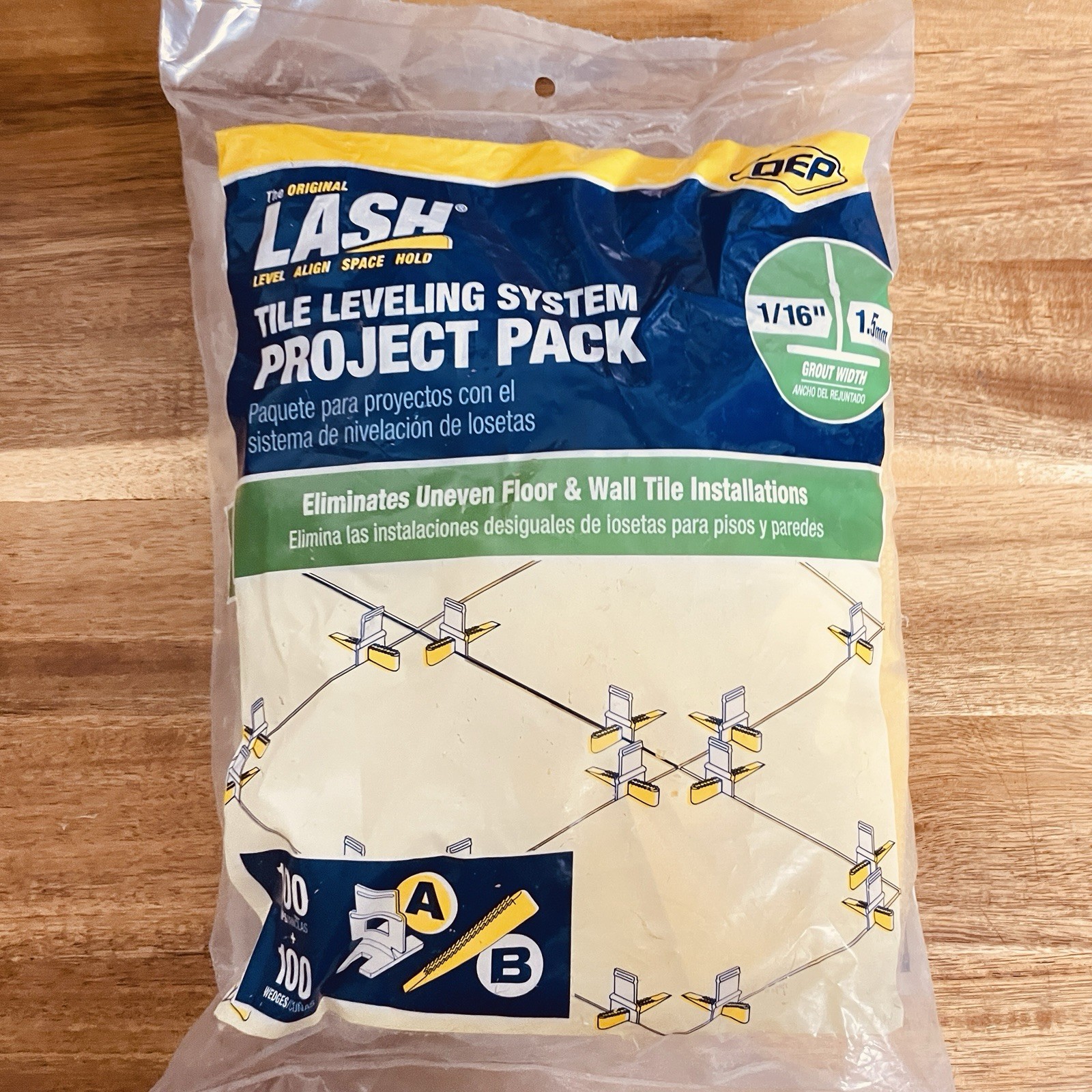 QEP LASH Tile Leveling System 200pc 1/16″ Clips & Wedges Project Pack Spacer
