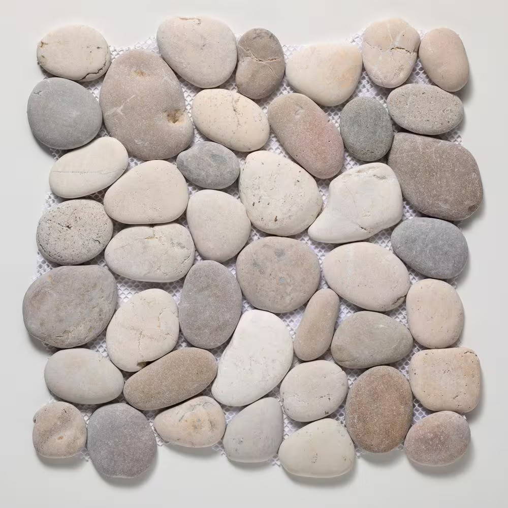 Classic Pebble Tile Grey/White/Tan/Natural 11-1/4 In. X 11-1/4 In. X 9.5Mm Mesh-