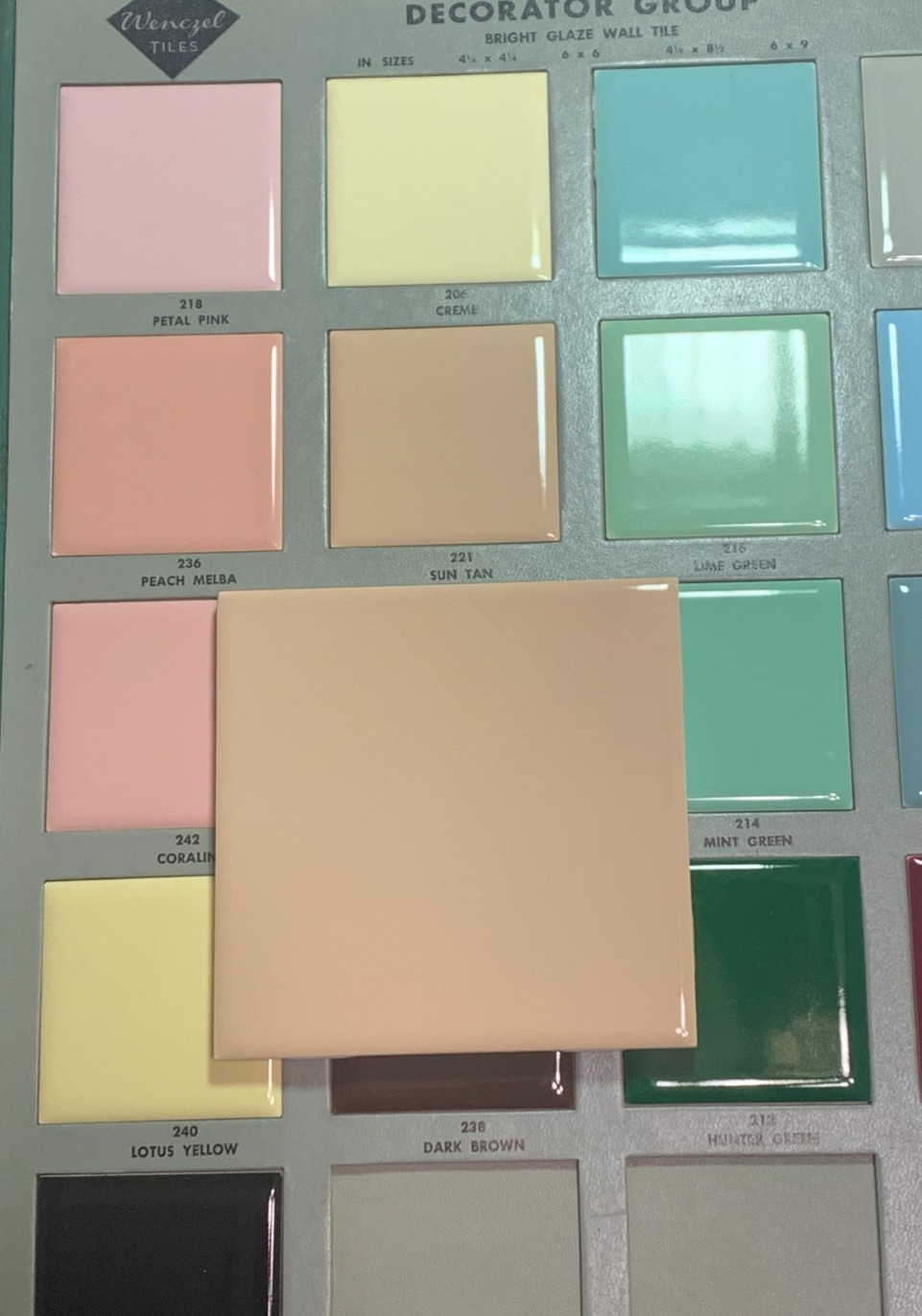 New Vintage Wenczel Tile Co Ceramic Suntan #221 Gloss 4 5/16″ x 4 5/16″