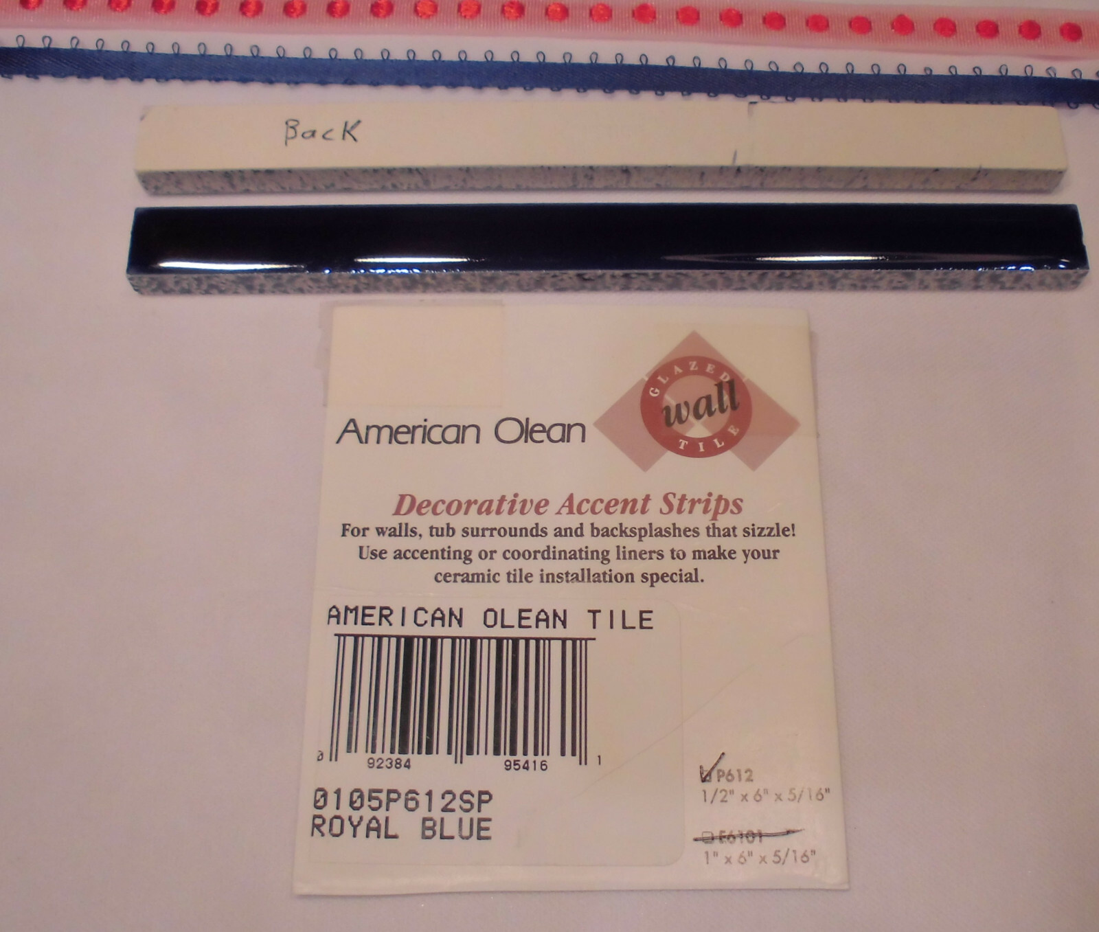 1 pc. *Royal Blue* Ceramic Tile; Pencil – Liner – Sizzle; 1/2″ X 6″ by A.O. New