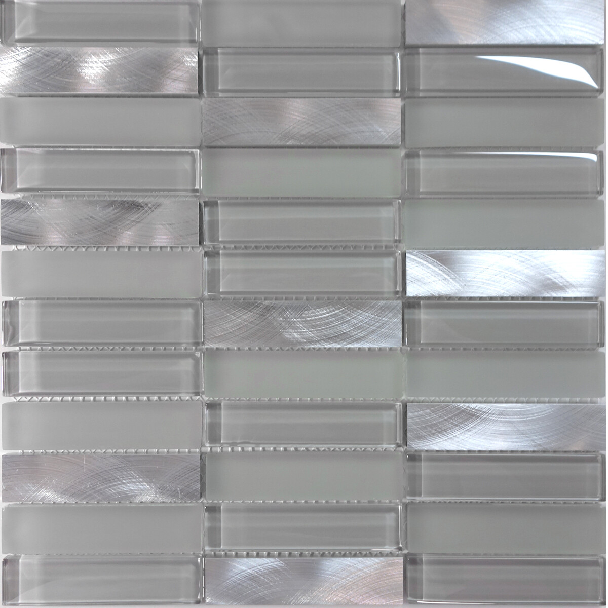 Modern Gray Glass Blended Aluminum Matted Glass Mosaic Tile Kitchen Backsplash