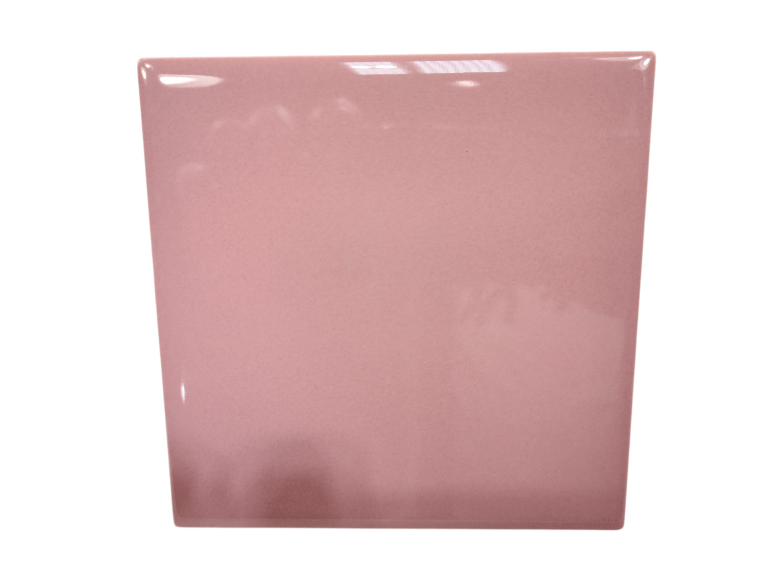 Carnation Pink Ceramic Tile 4.25 in Subway Square Mid Century Modern