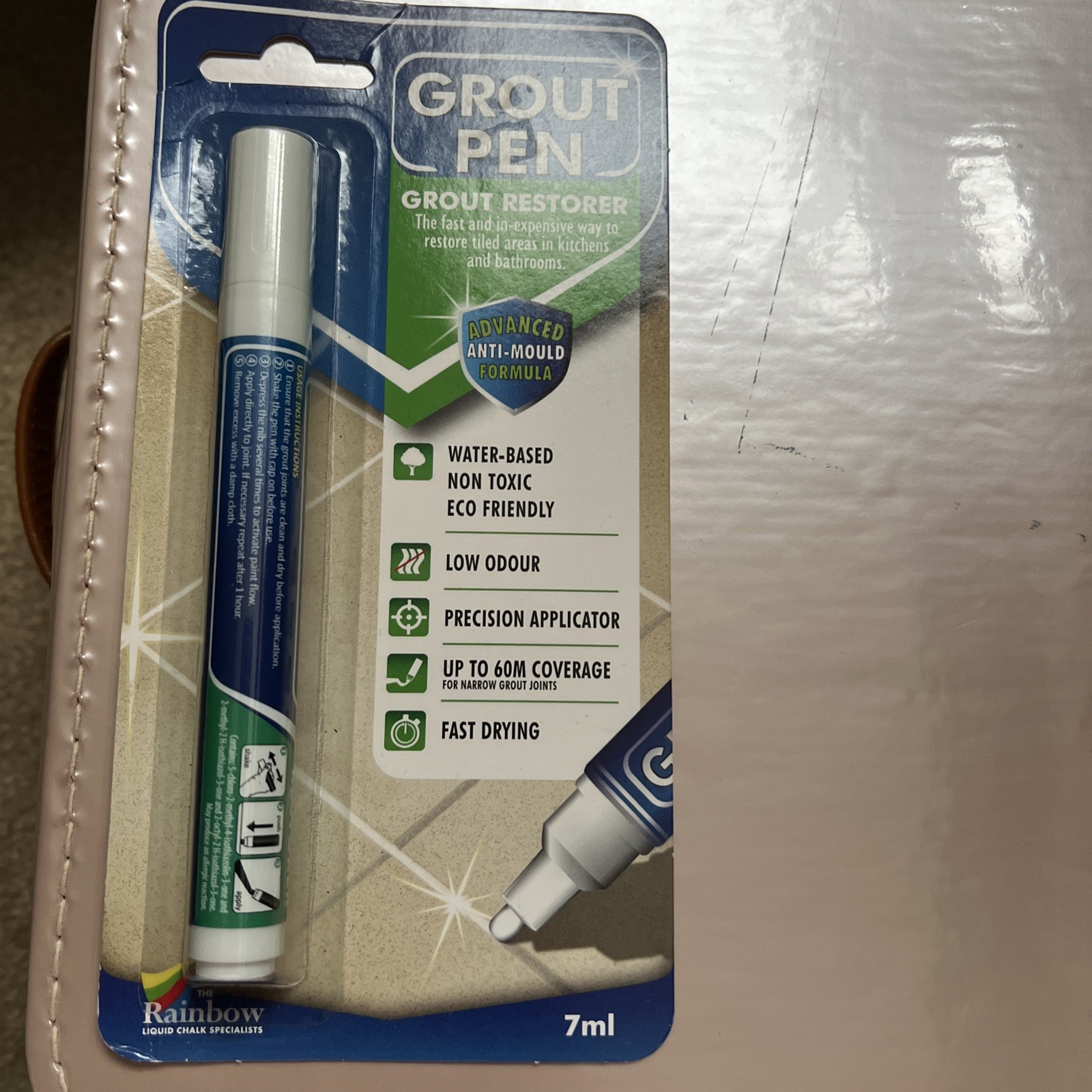 RAINBOW GROUT RESTORER PEN 7ml 5mm White New Sealed