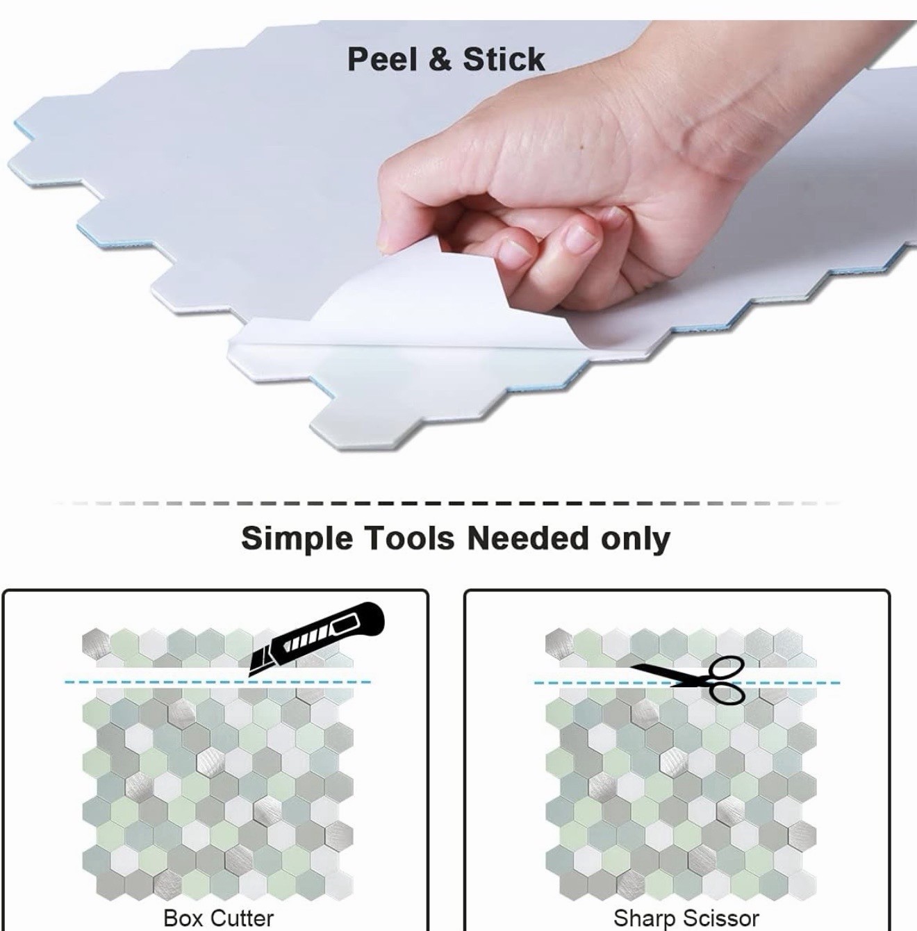 10 Peel and Stick Tile Backsplash,Kitchen Bathroom Wall Adhesive