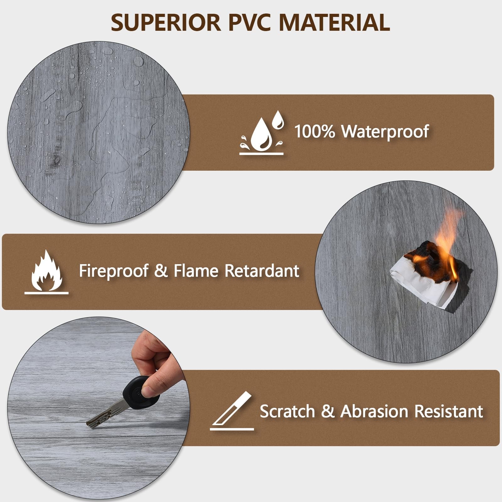 Peel and Stick Floor Tile, 36-Pack 36″x 6″ Light Grey Wood Grain Sticky Tiles…