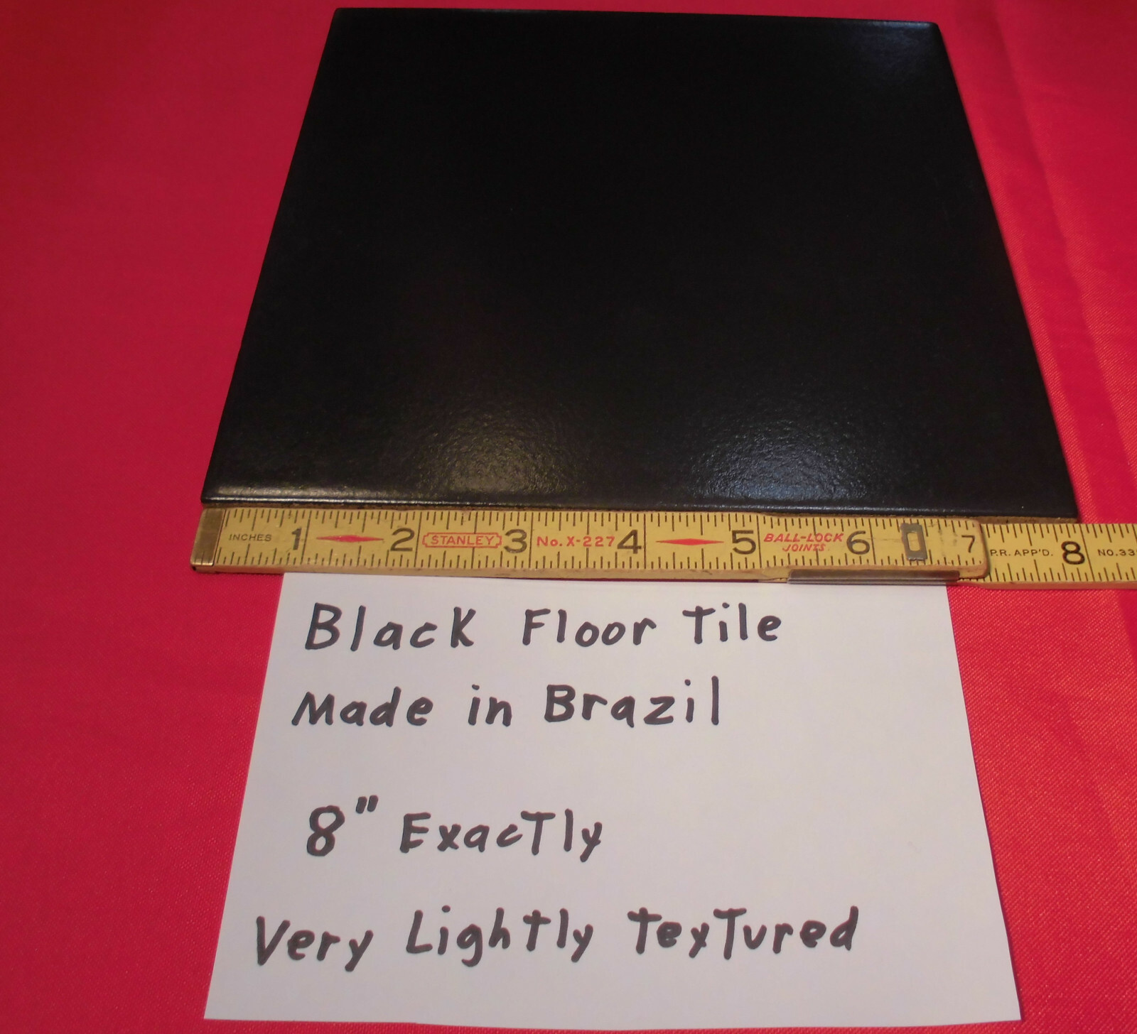 1 pc. *Rich Black* Ceramic / Porcelain Floor Tile 8″ X 8″ Lightly-Textured NEW