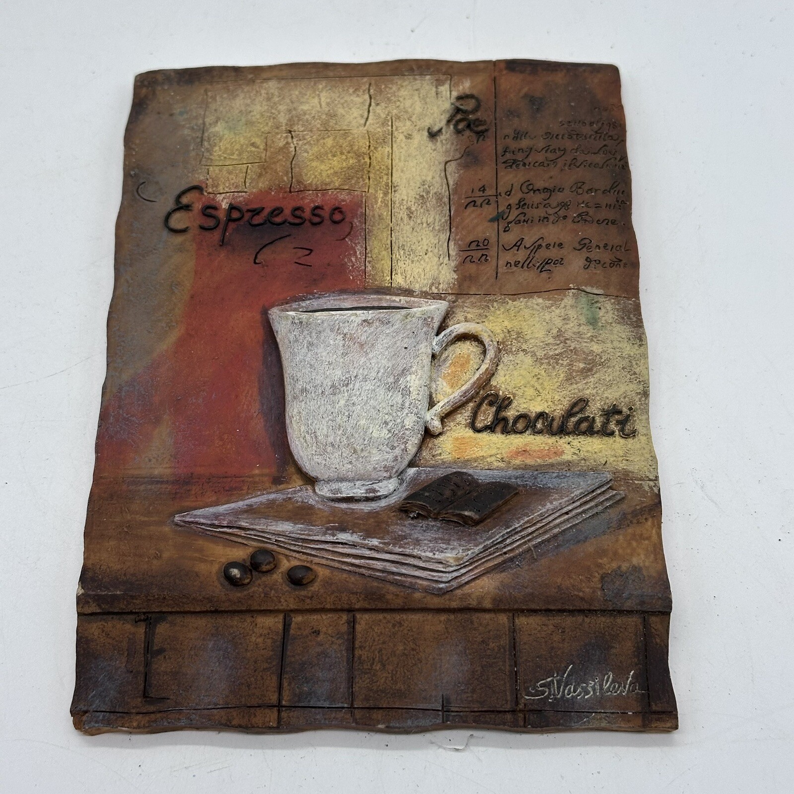 S Vassileva 3D Resin Wall Tiles Coffee Chocolati Espresso Italiana Set Of Four