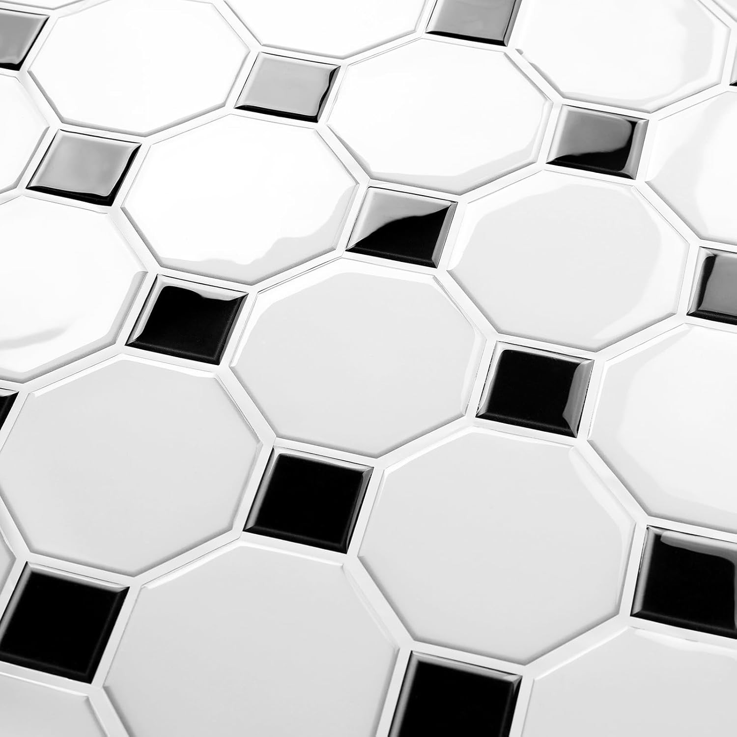 30 Pcs White Hexagon Peel and Stick Backsplash Tiles for Kitchen & Bath