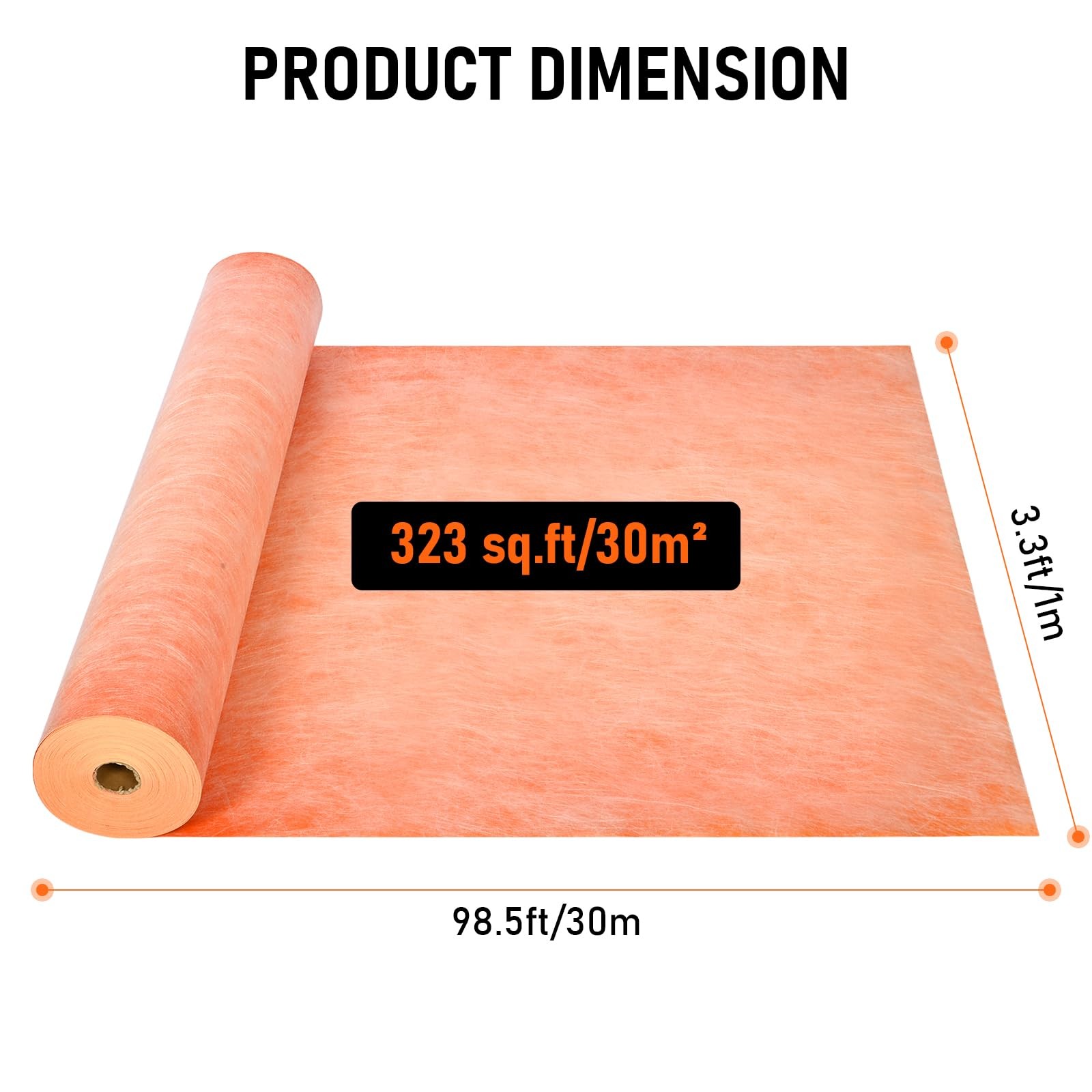 Waterproof Membrane for Shower 3.3ft x 98.5ft(323 Sq Ft) Thickened Waterproof…