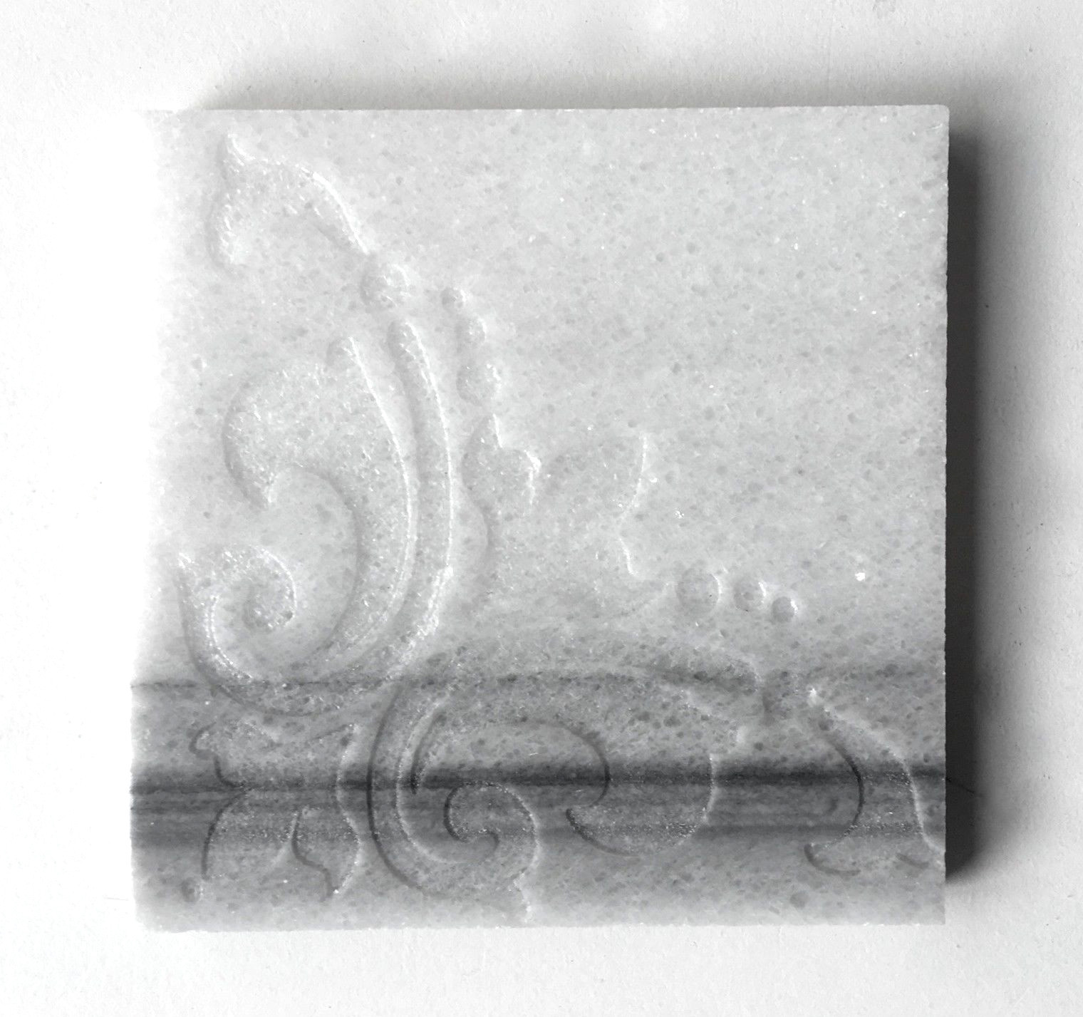 White 4×4 Lilly Hand-carved in Marble Tile Decorative Backsplash Wall