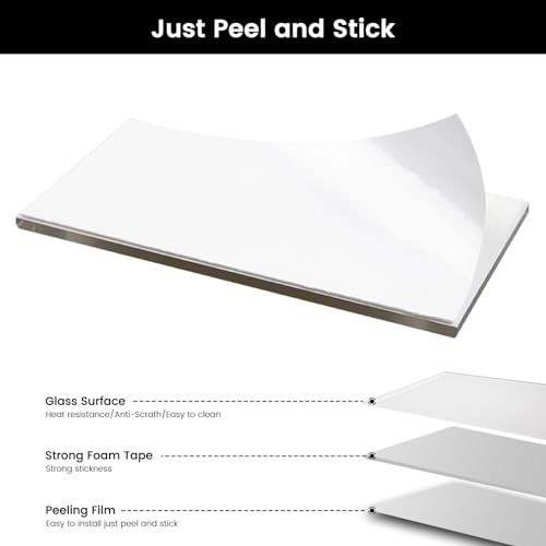 Peel and Stick White Glass Subway Tiles 3×6 for Kitchen Backsplash – 40 Pieces,