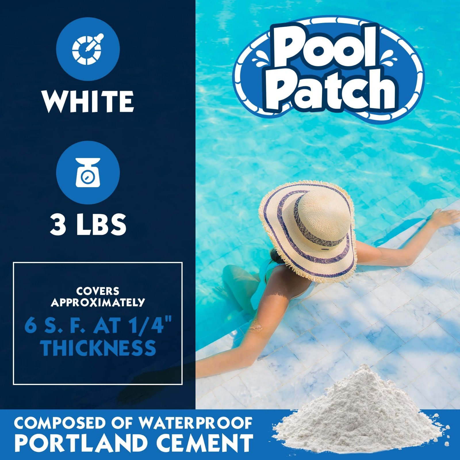 Pool Tile Adhesive Repair Kit 3 lb – Easy Mix Thinset, Quick-Dry, Strong Bond –