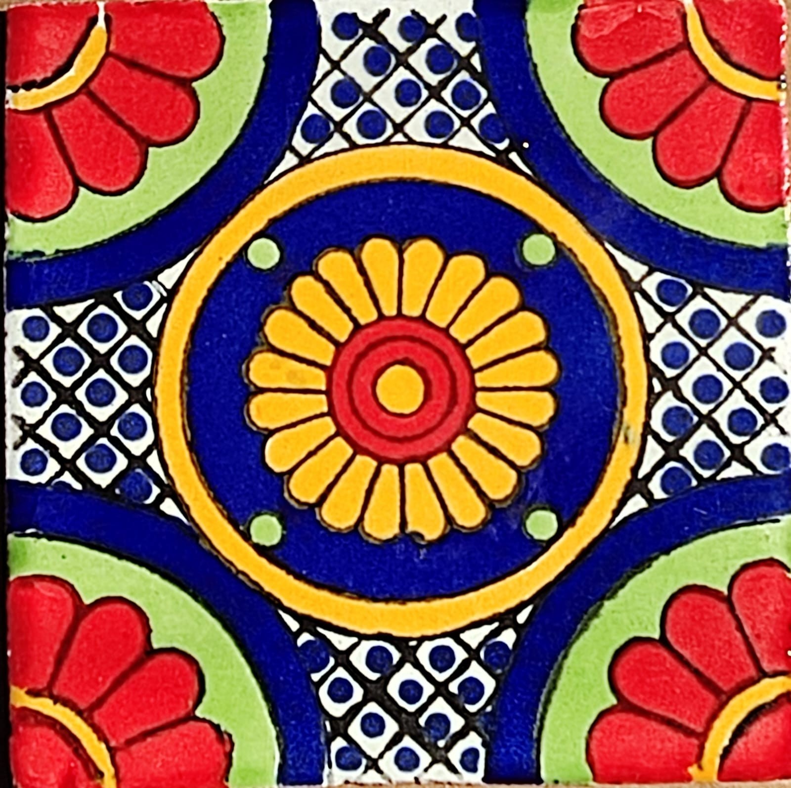 C#128) MEXICAN TILES CERAMIC HAND MADE SPANISH INFLUENCE TALAVERA MOSAIC ART