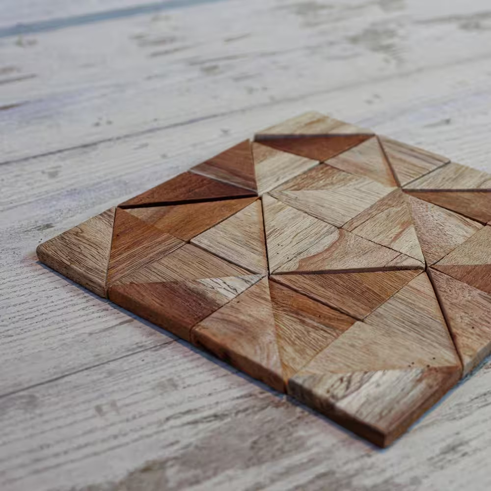 11-7/8 In. X 11-7/8 In. X 1/2 In. Authentic Boat Wood Mosaic Wall Tile Natural (