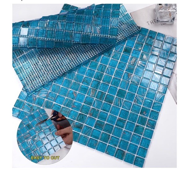 10pack Backsplash 11.5 sq.ft Azure Blue Glass Mosaic Tile for Bathroom, Pool,