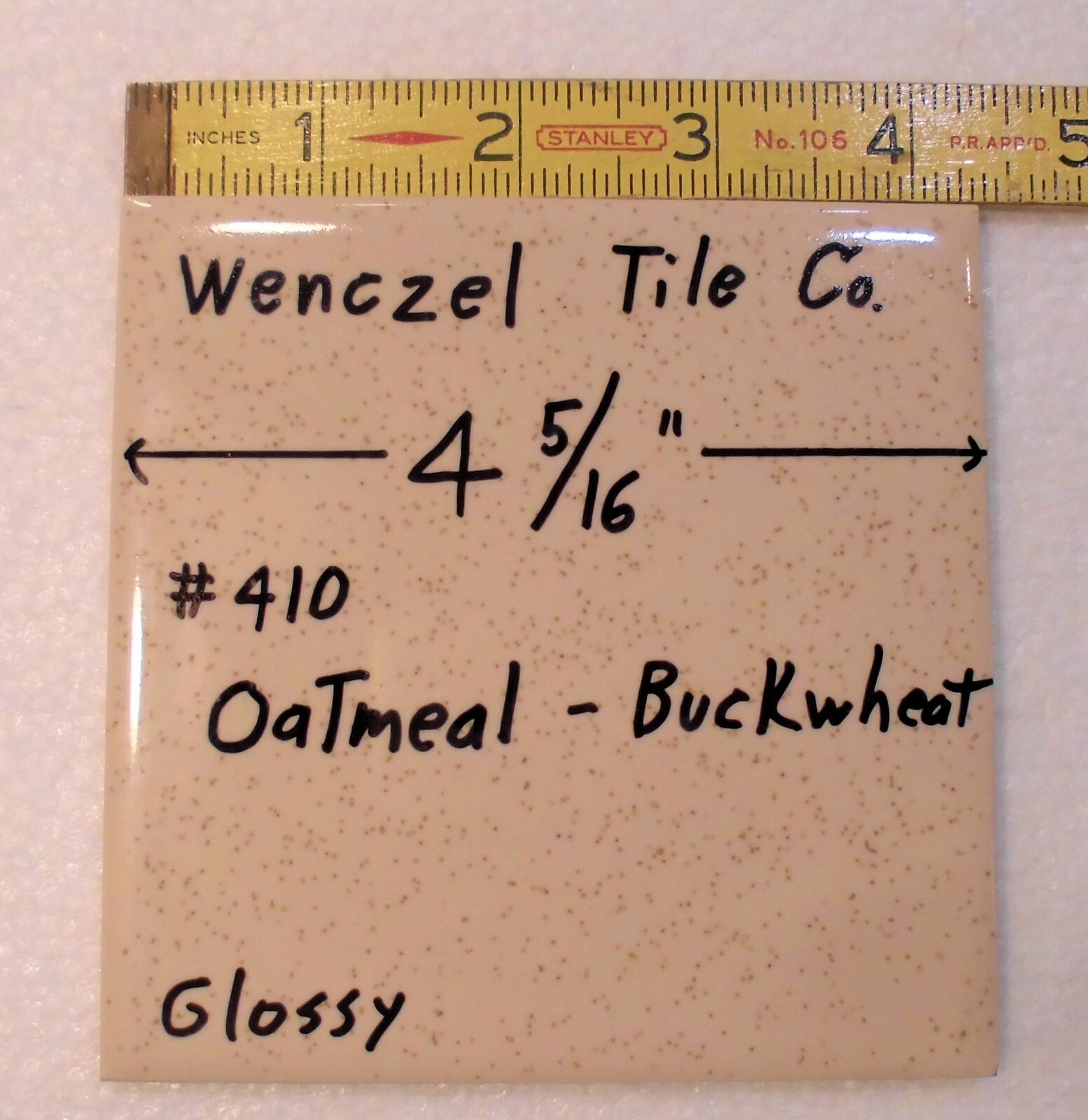1 pc. Oatmeal – Buckwheat: Glossy Ceramic Tile by Wenczel Tile Co. 4-5/16″