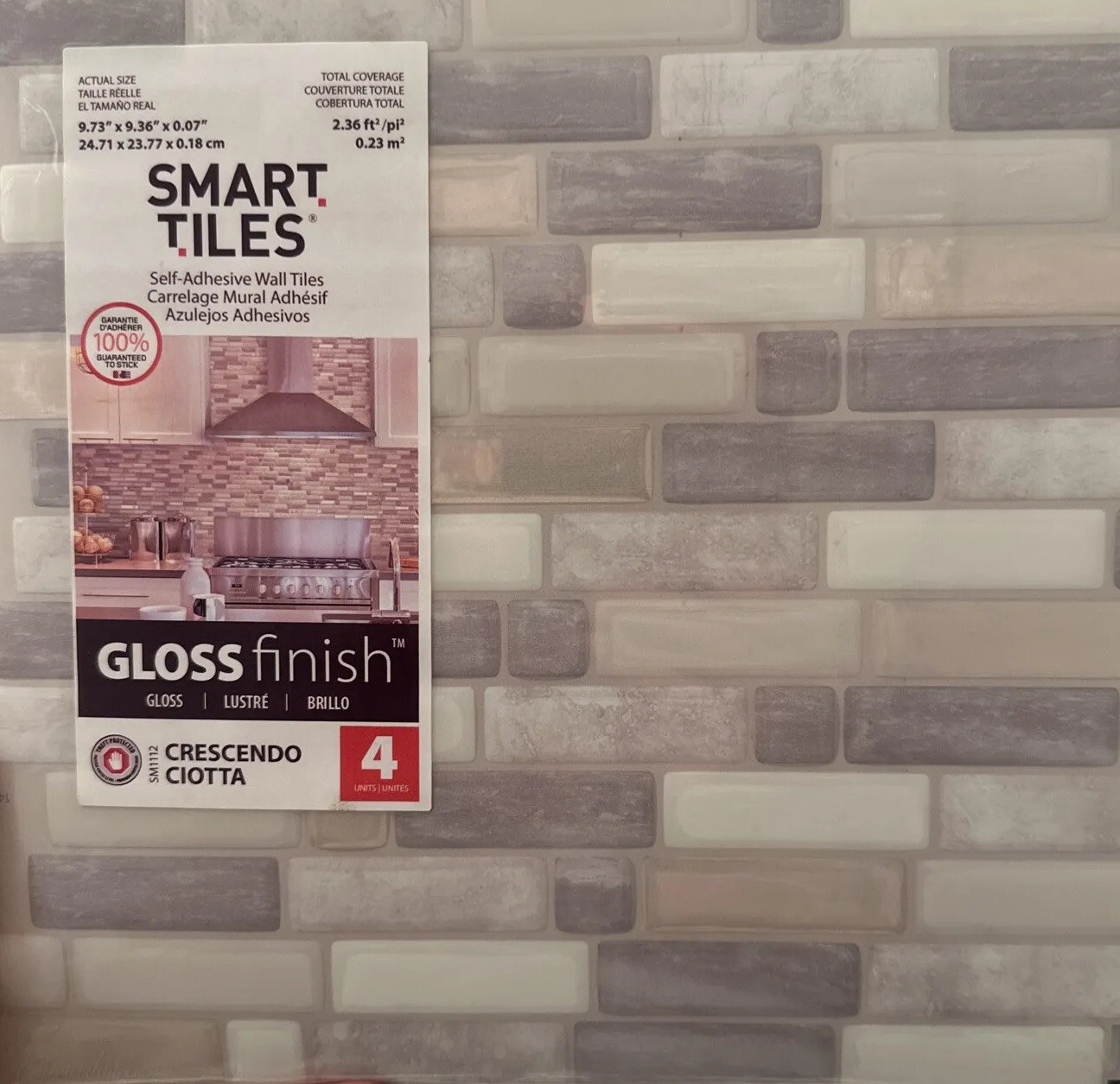 SMART TILES Crescendo Ciotta- DIY Vinyl Peel & Stick Backsplash 20 Sq Ft Boat RV