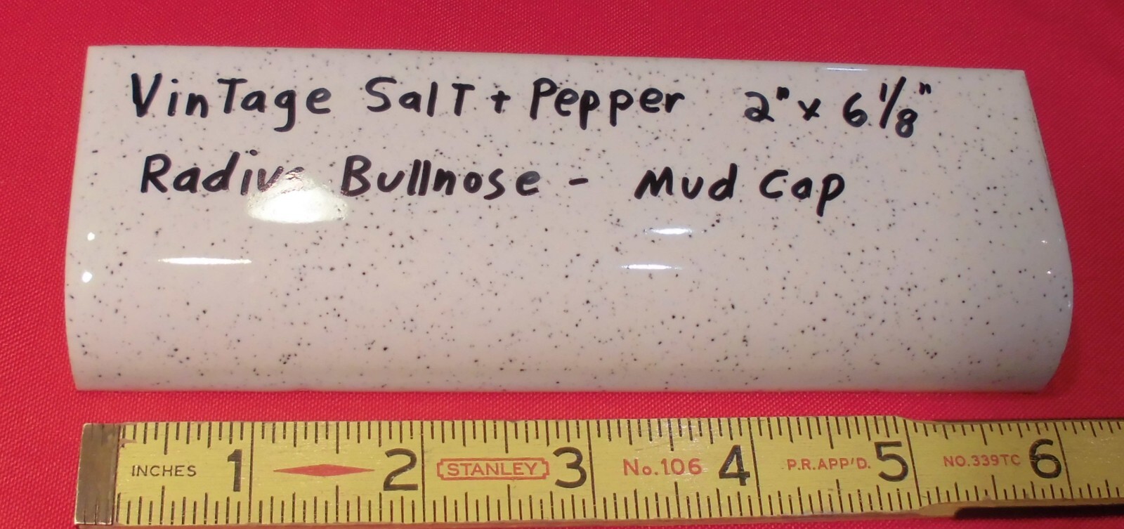 1 pc. Salt & Pepper Ceramic Bullnose Tile 2” X 6” American Olean, NEW STOCK