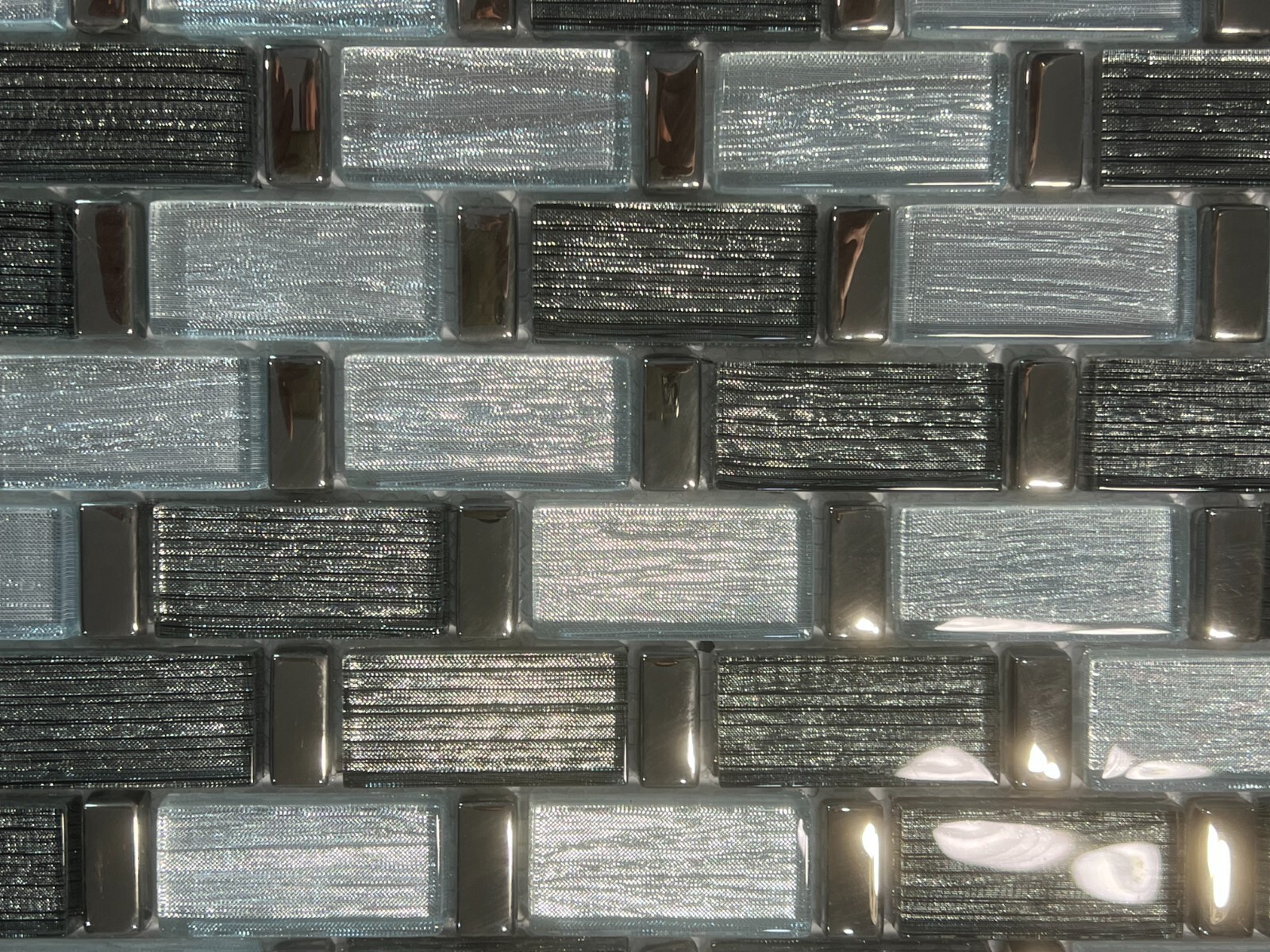 NY29 Silver/Gray Glass Rectangle Mosaic Tile Kitchen Bathroom Backsplash