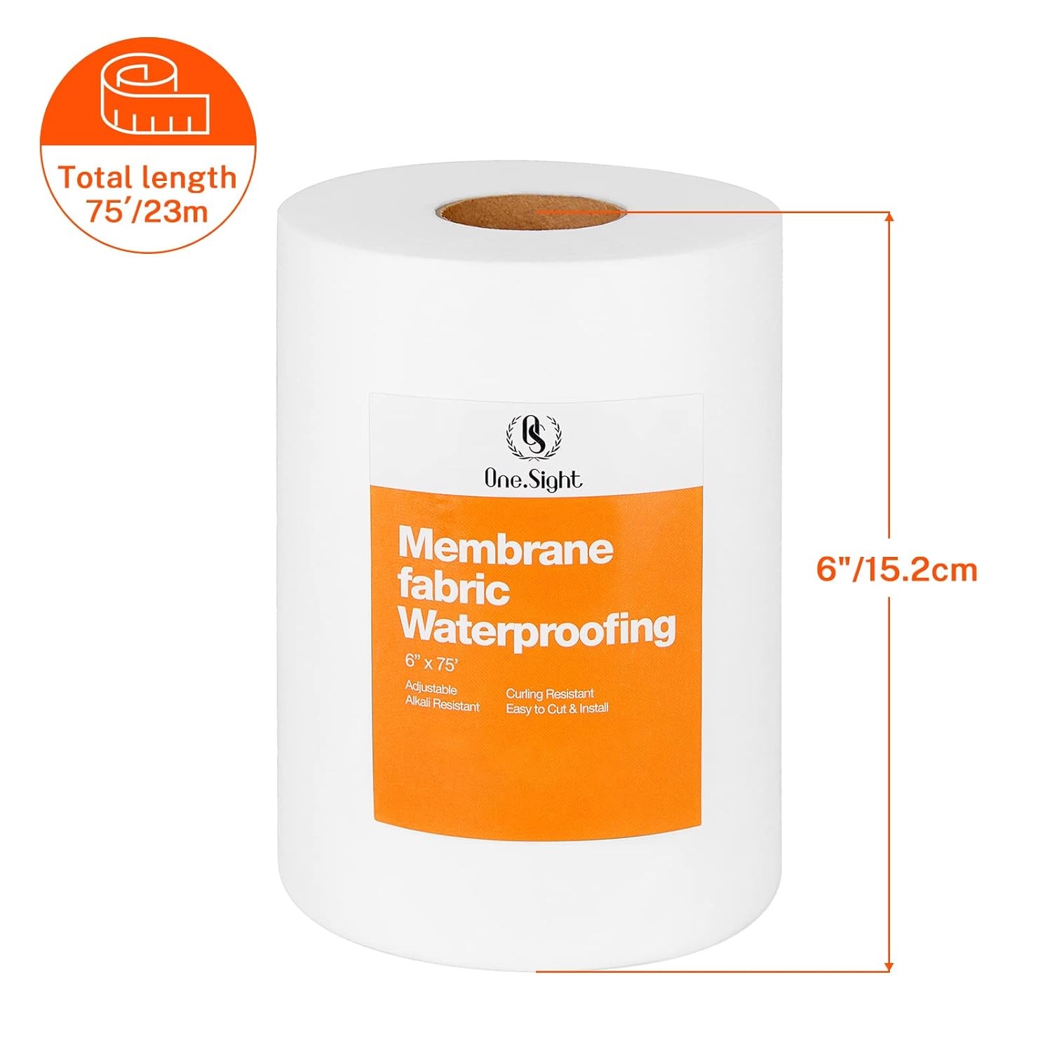 One Sight Waterproofing Membrane Fabric, 6 Inch X 75 Foot Roll white