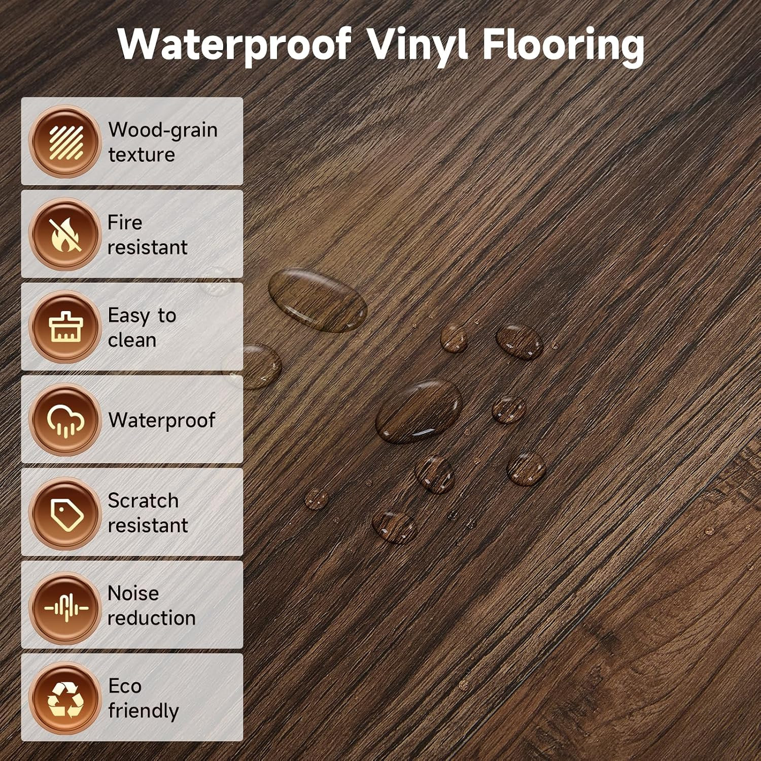 36 Pack Peel and Stick Waterproof Vinyl Plank Flooring – Espresso Walnut