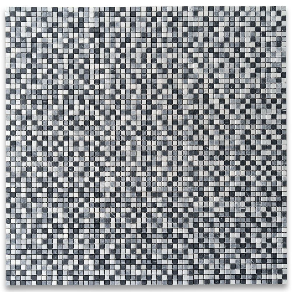 C227XT Carrara White Bardiglio Gray Marble Square Mosaic Tile