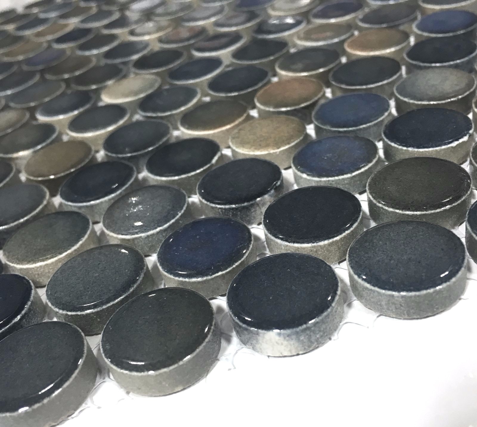 Penny Round 3/4″ Multi Color Blue Porcelain Mosaic Tile (SAMPLE SWATCH 3″X3″)