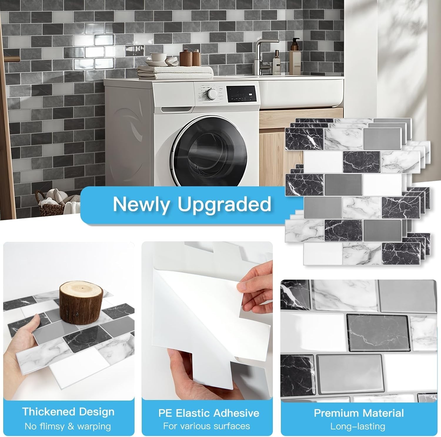 Elegant 12×12 Self-Adhesive Faux Marble Wall Tile Set – 10 Pieces