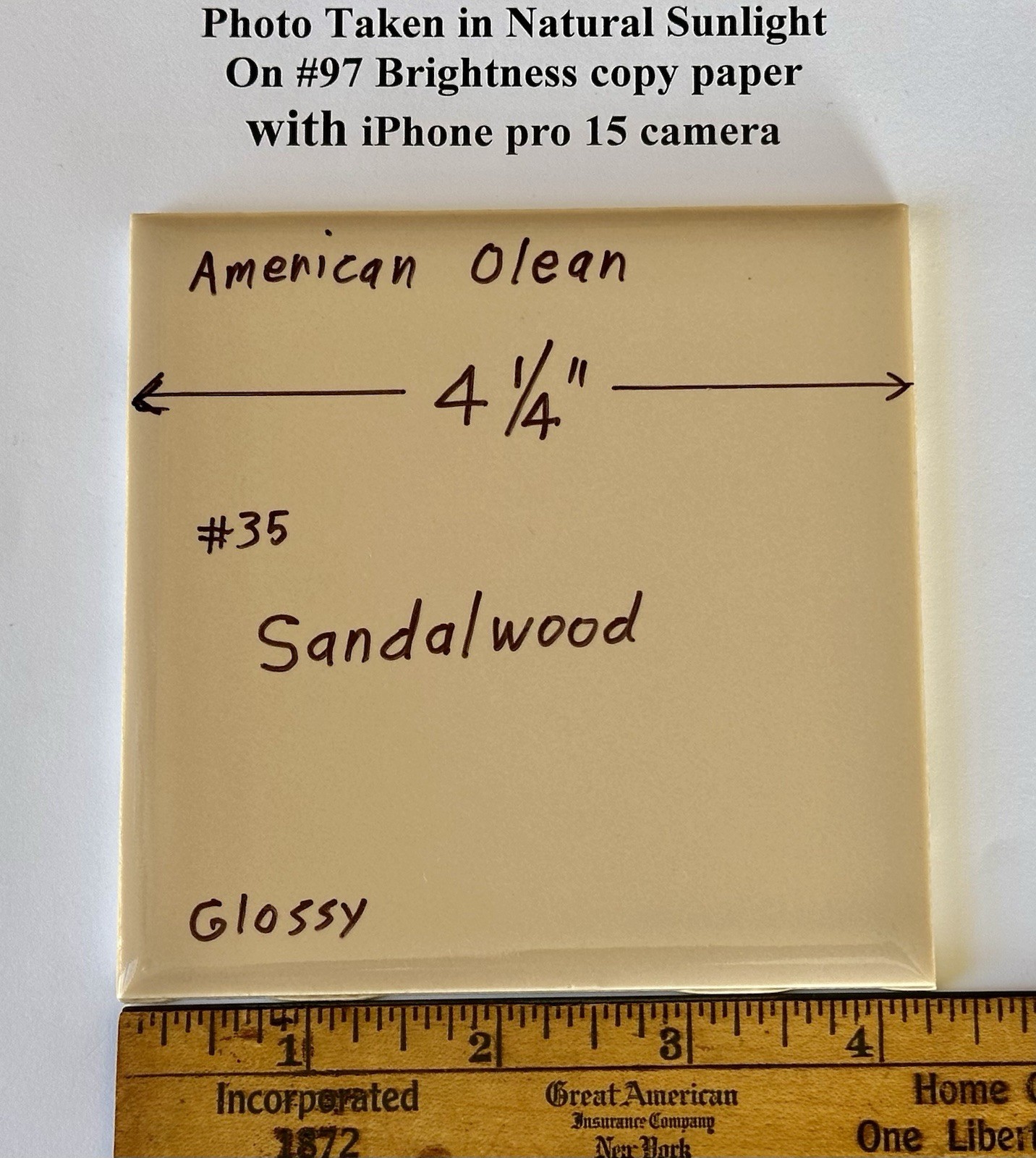 1 pc. Sandalwood by American Olean Co. #35, 4-1/4″ Light Brown, New Old Stock