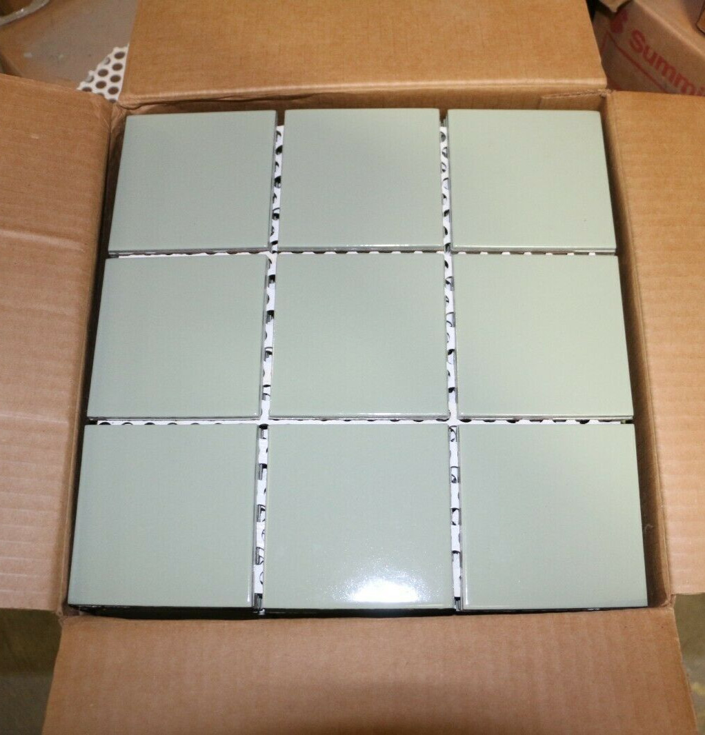 Cream Green Glossy Wall Tile 7/8″ x 3 7/8″ Meshed Remodel C#551- 10 Square Ft