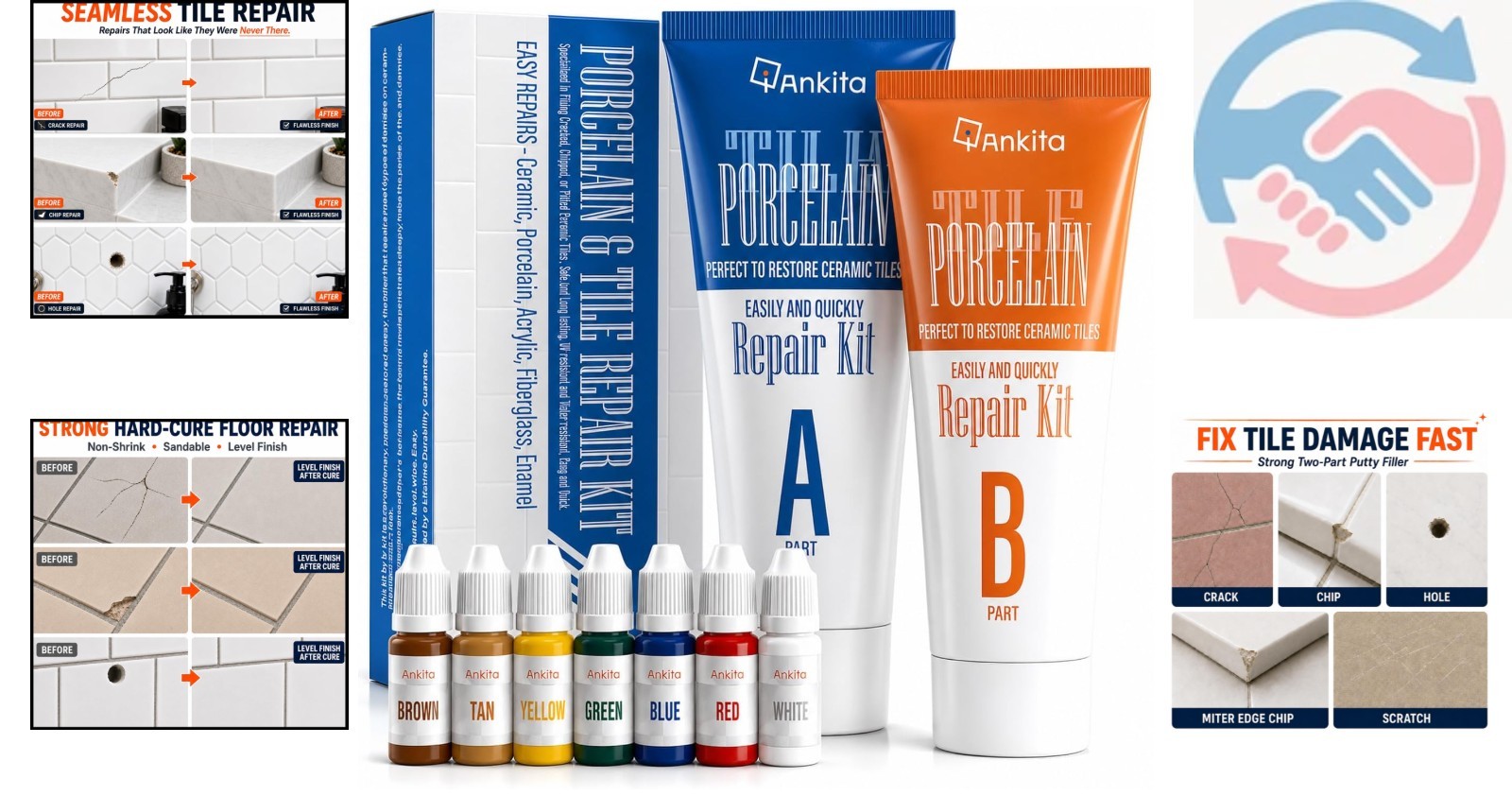 Tile Repair Kit Color Match: Epoxy Putty for Easy Ceramic & Porcelain Fixes