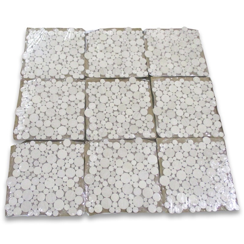 H92XH Golden Beach Moleanos Beige Limestone Bubble Round Mosaic Tile Honed