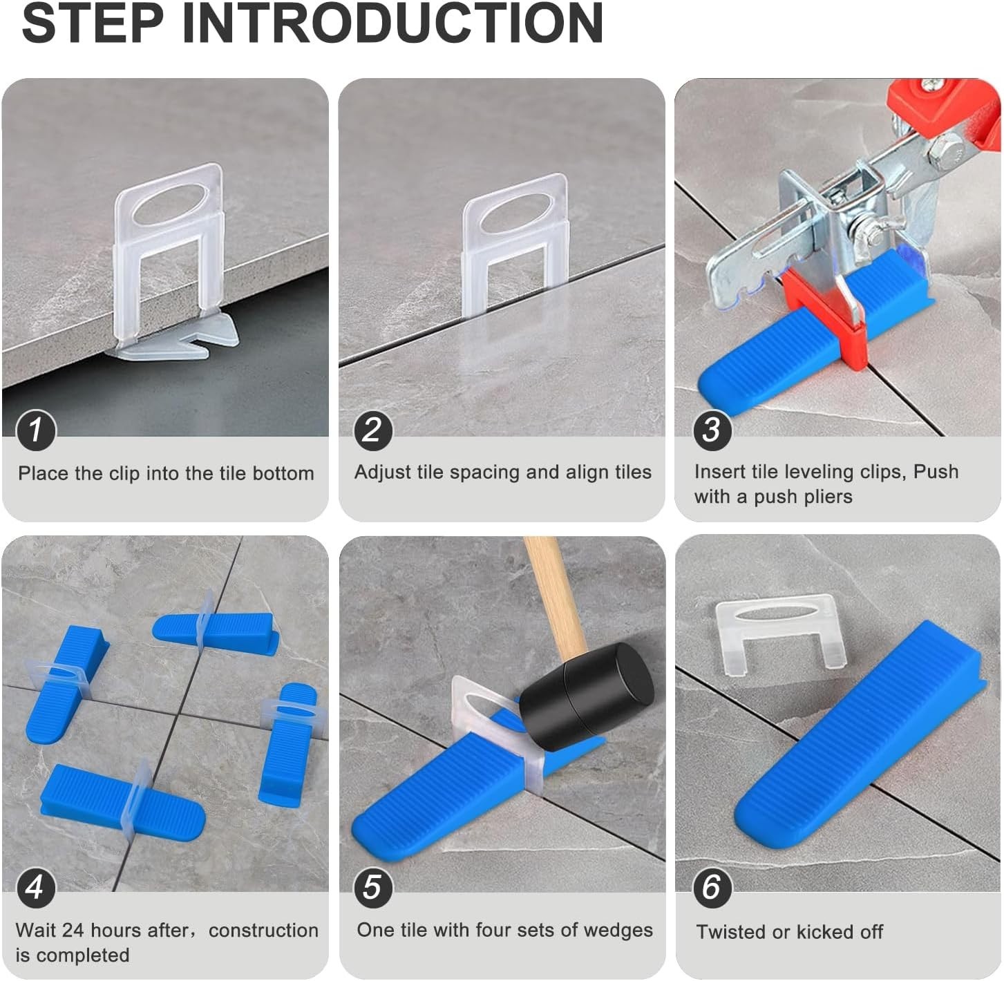 Sistema de nivelacion de azulejos 1/16 pulg 2000 clips para ceramica piedra DIY