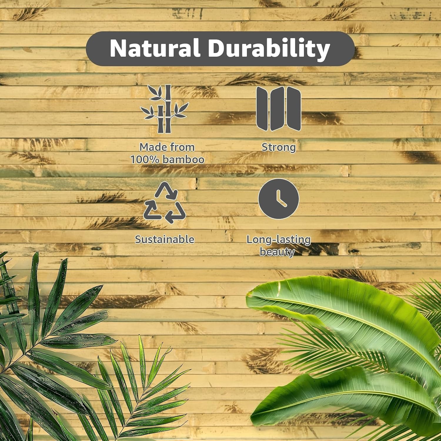 Natural Bamboo Wall Panel for Interior Wall Decor, Renewable Pole Wrap Wainsc…