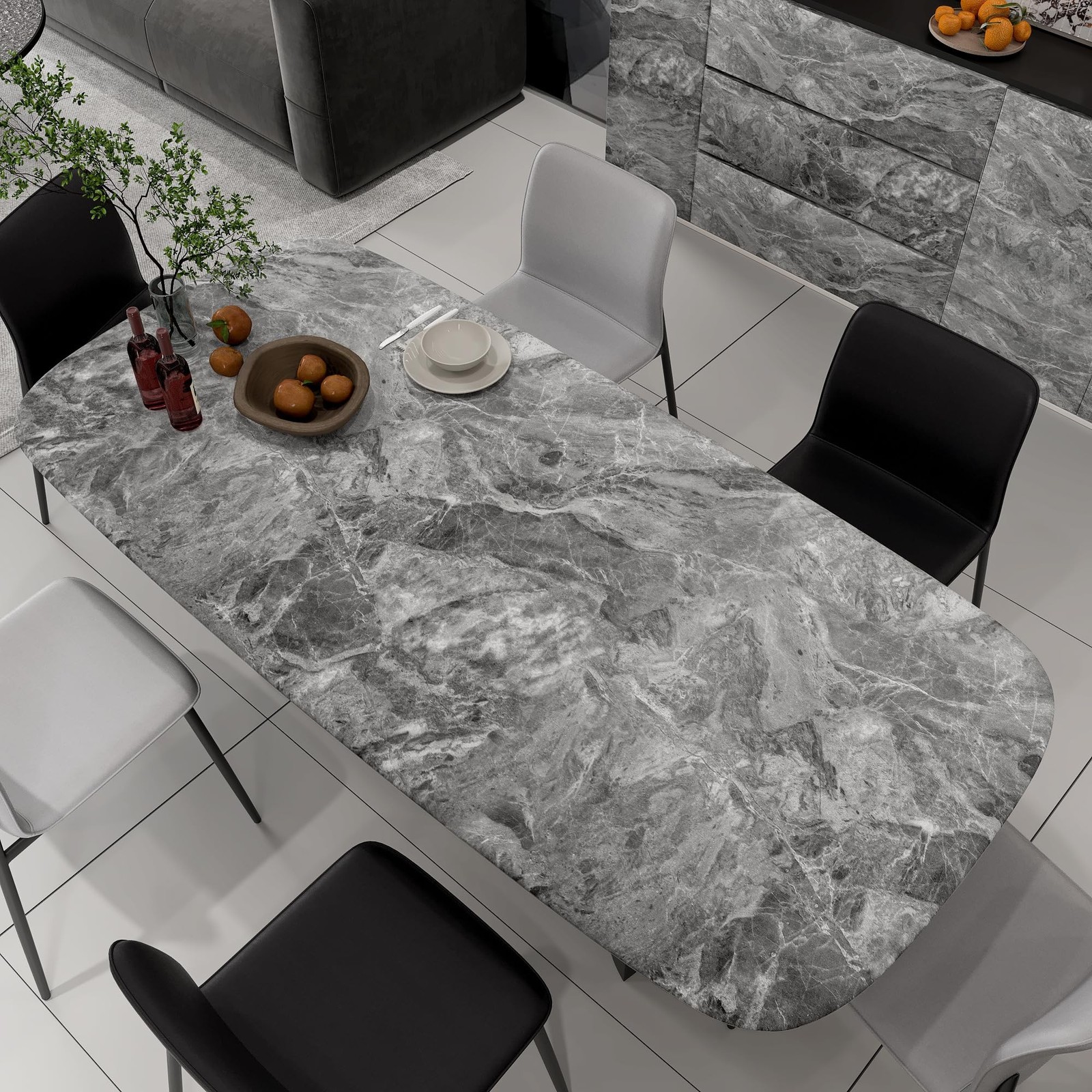 TOTIO 24x354inch Gray Marble Contact Paper Textured Grey Granite Wallpaper Pe…