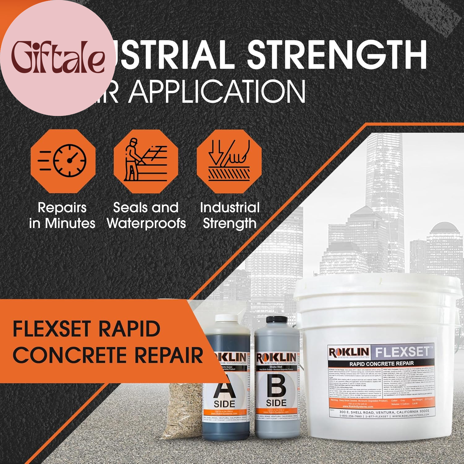 FlexSet Rapid Concrete Repair Kit Self Leveling Epoxy Patch for Driveways