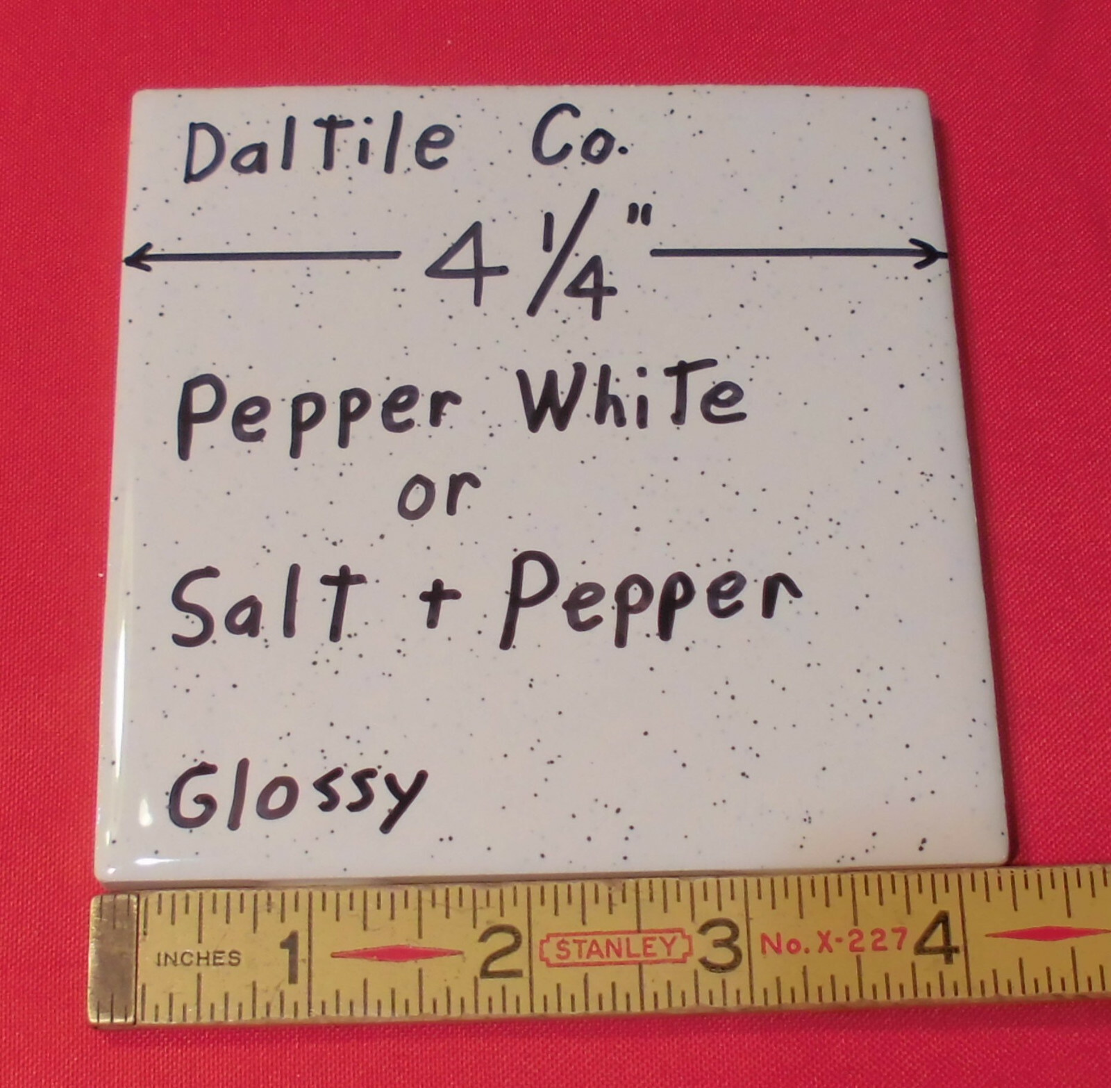 1 pc. Pepper White Glossy Ceramic Tile by Daltile 4-1/4″ Salt & Pepper, NEW