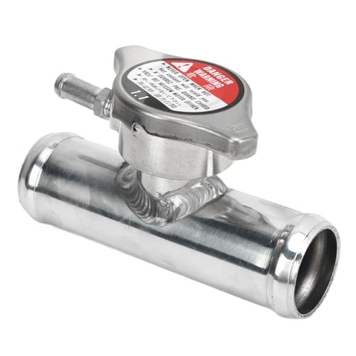 1-1/4in Outlet Aluminum Polished Inline Radiator Hose Filler Neck, 16PSI,