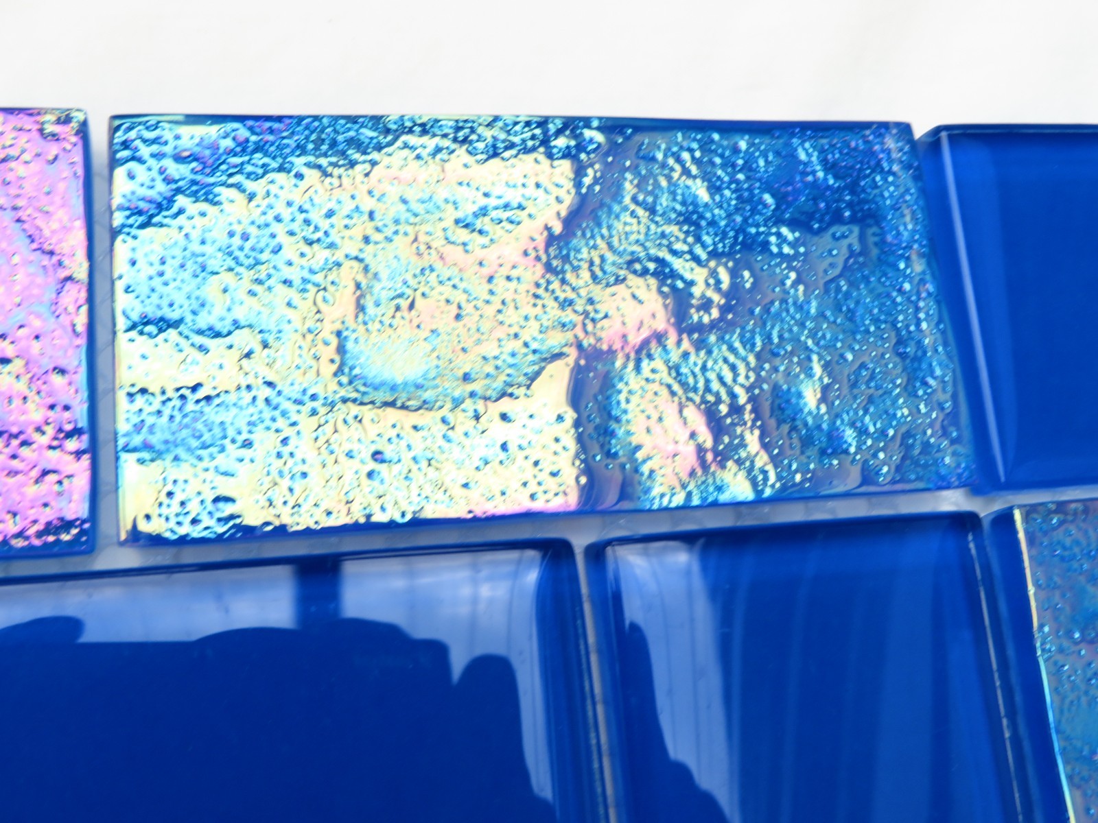 Tiles Iridescent Glass Weatherproof Sheet of 12″ x 6″ Wavy & Smooth Unused Blue
